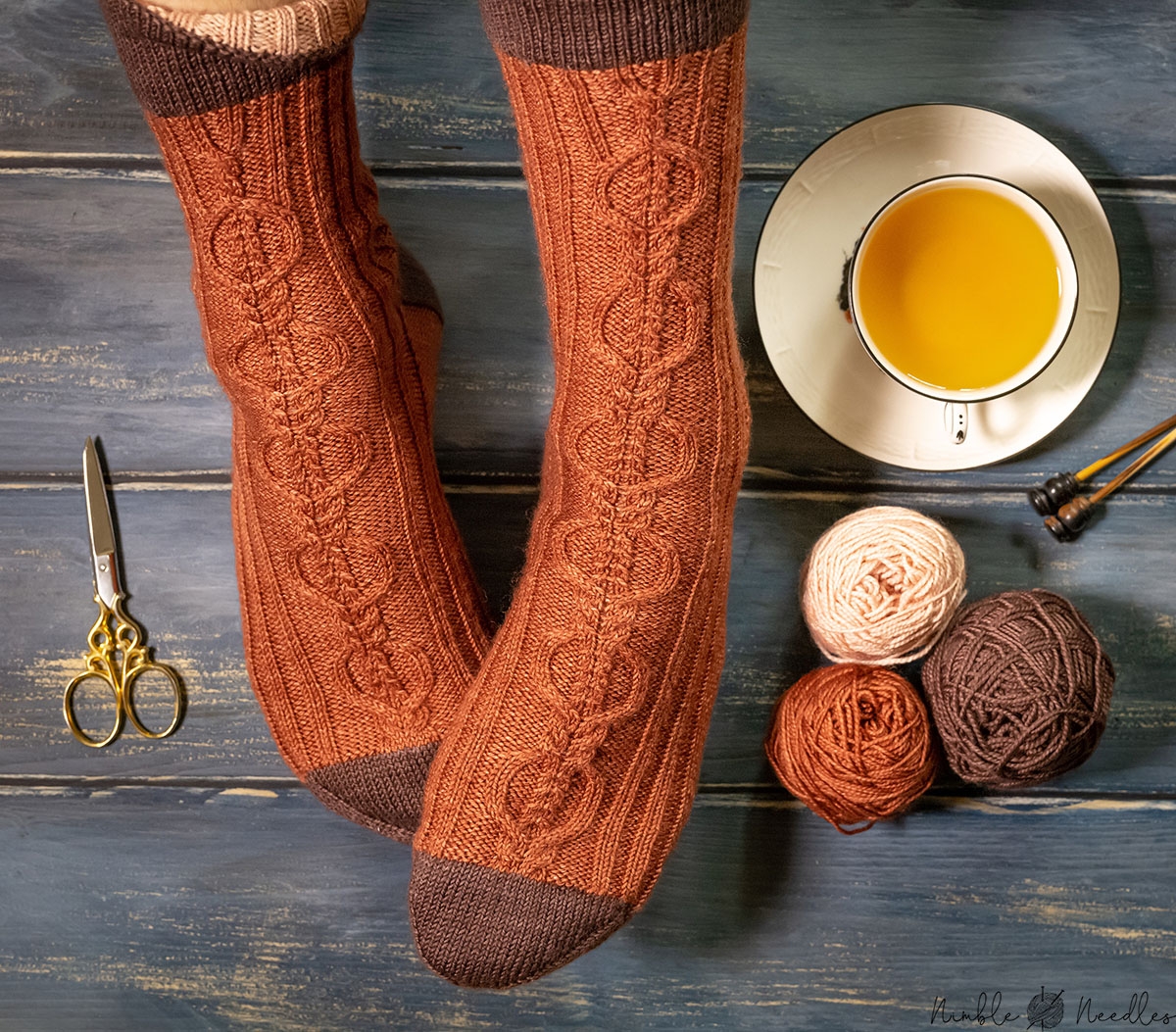 Stylish Men s Cable Knit Socks Free Knitting Pattern 