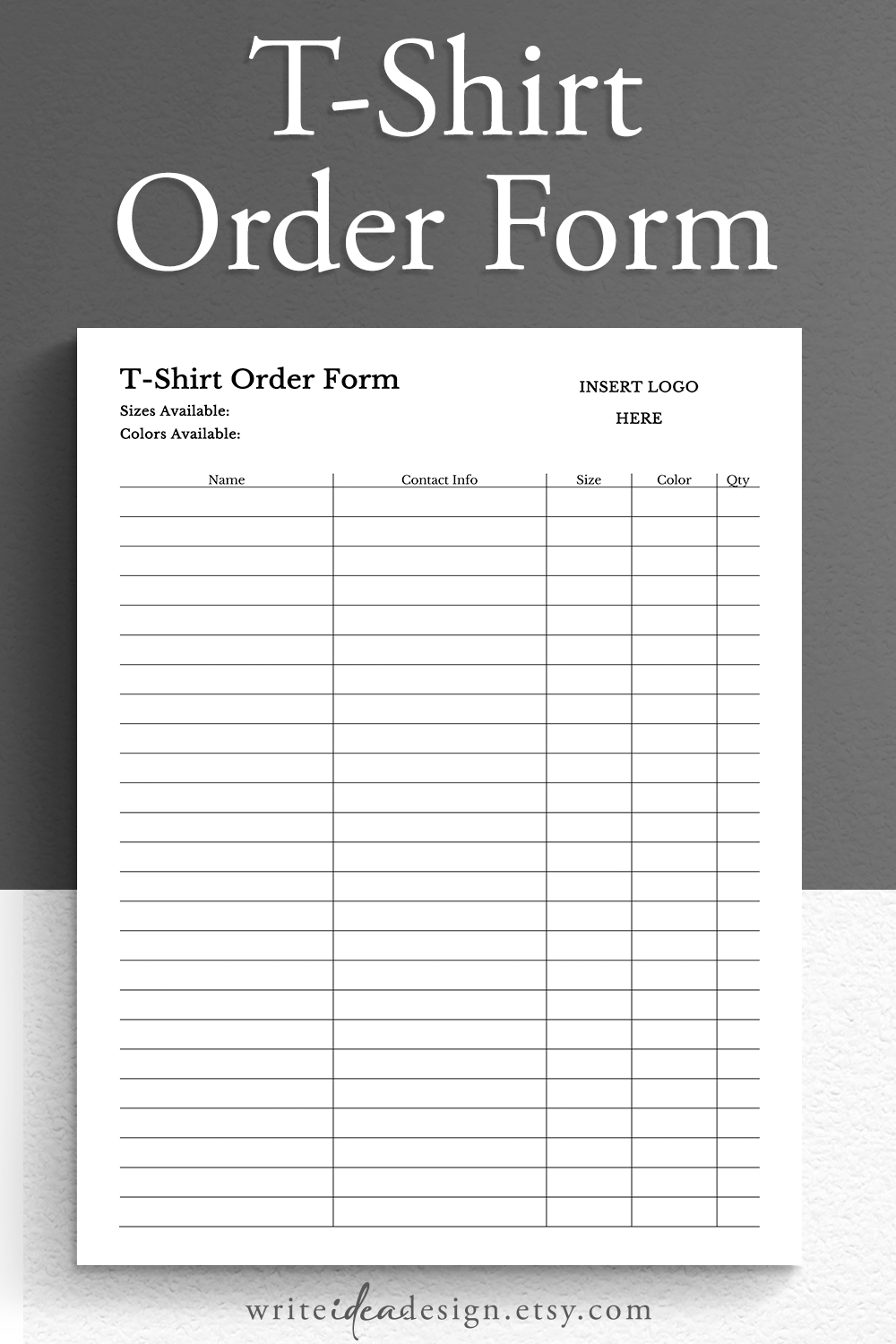 T Shirt Order Form Template Easy And Convenient