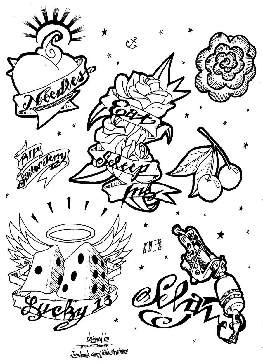 Tattoo Flash Page 03 COMMISSION By JTIllustrations On DeviantArt