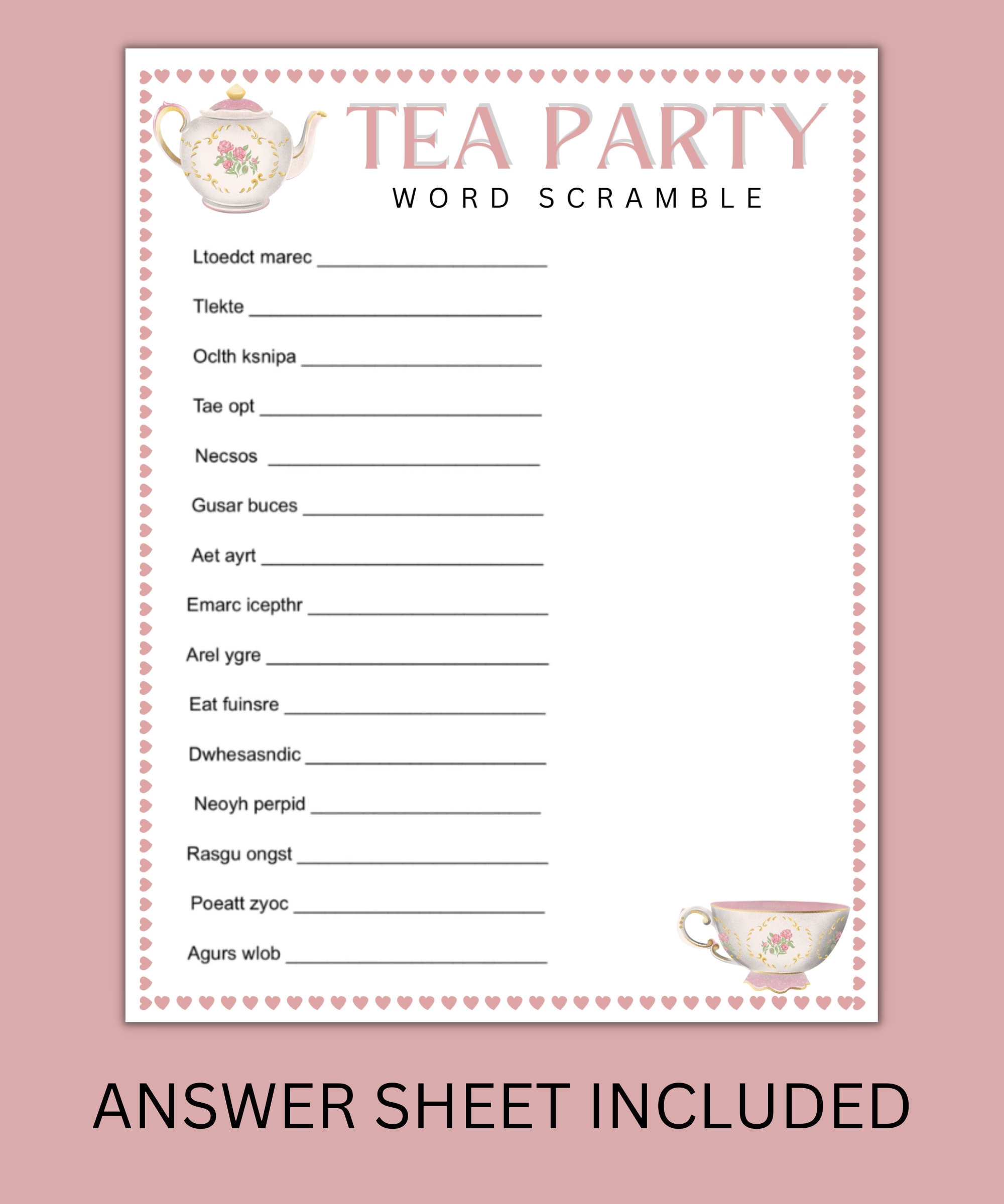 Tea Party Games Bundle Printable Tea Party Games Tea Party Favors Afternoon Tea Downloaded Garden Tea Party Activity Instant Download Etsy