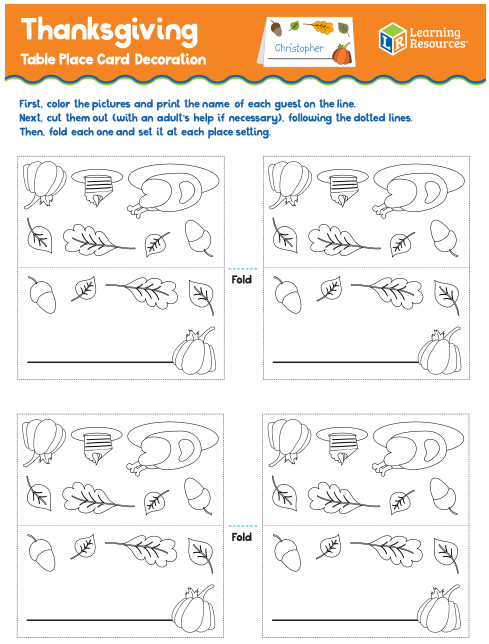 Free Printable Place Cards Thanksgiving