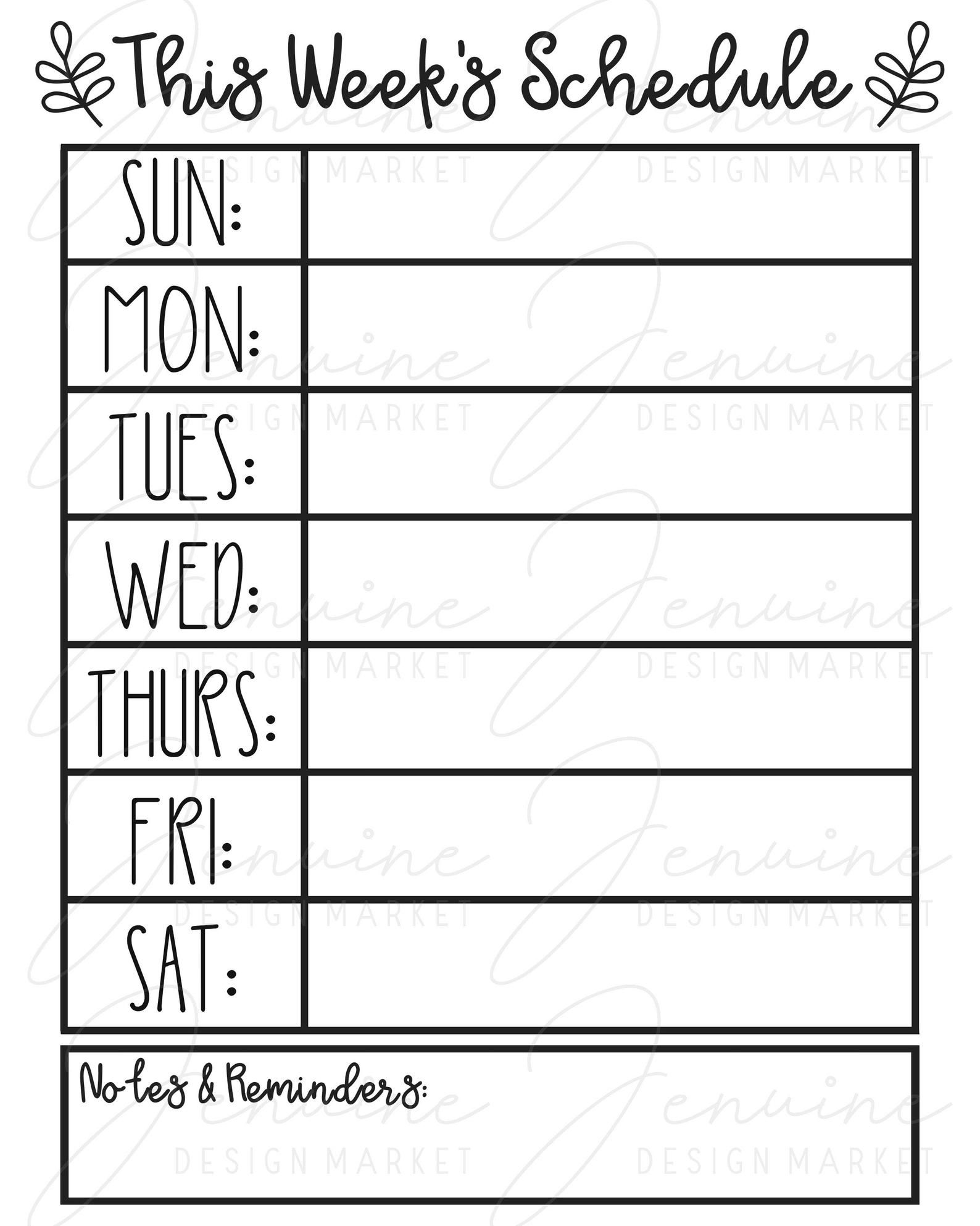 This Week s Schedule SVG Weekly Planner Printable Command Center Printable Etsy