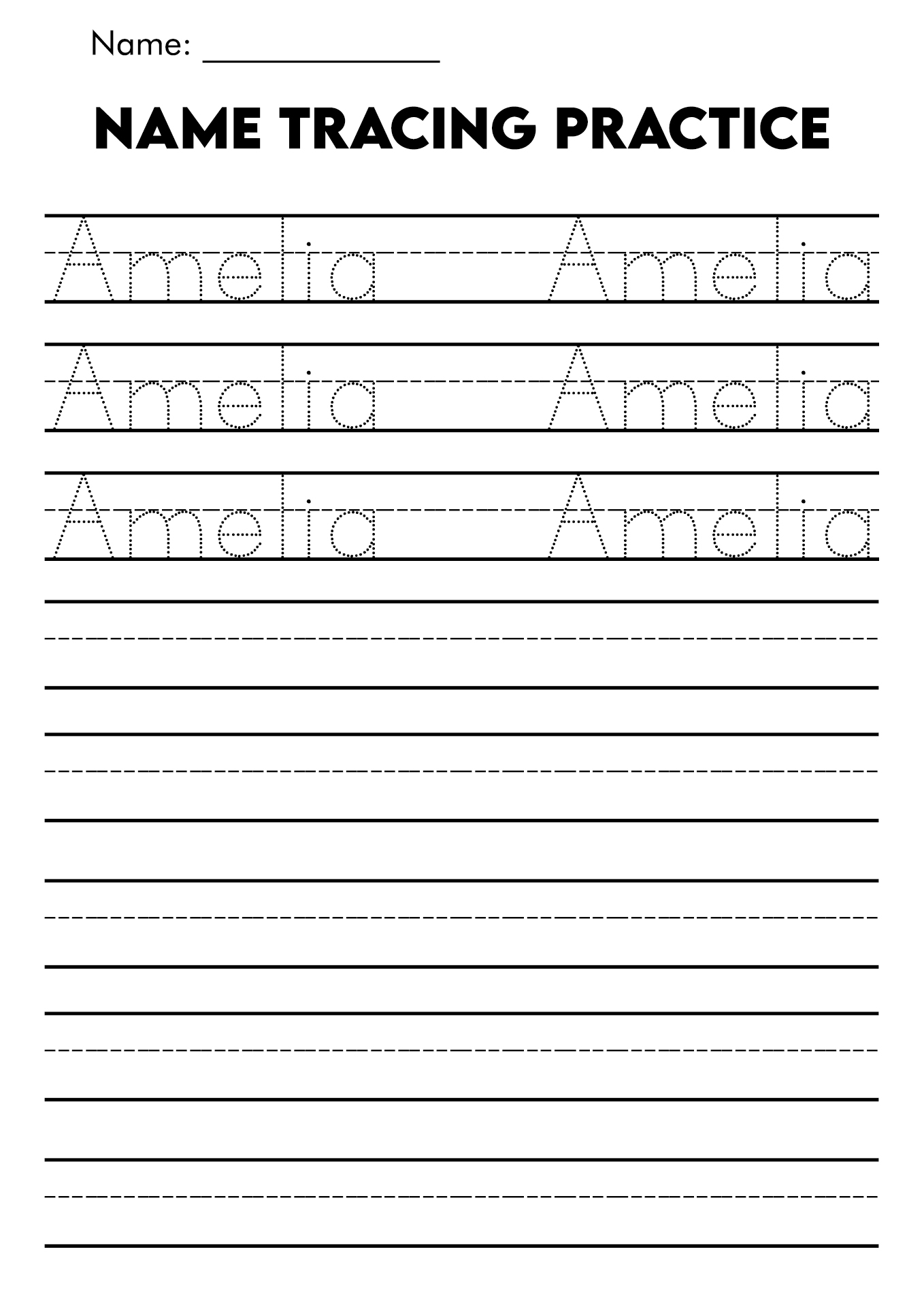 Tracing Name Worksheets 2024