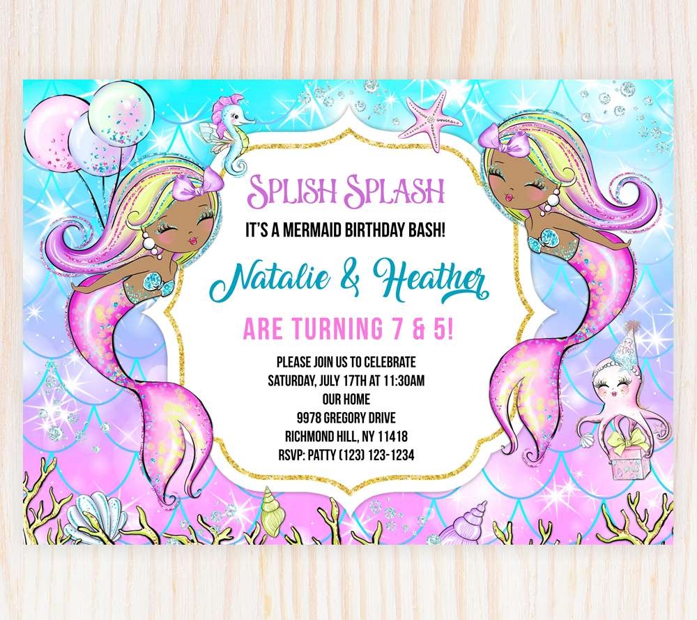 Twin Mermaids Invitation Edit Online Now With A FREE Demo