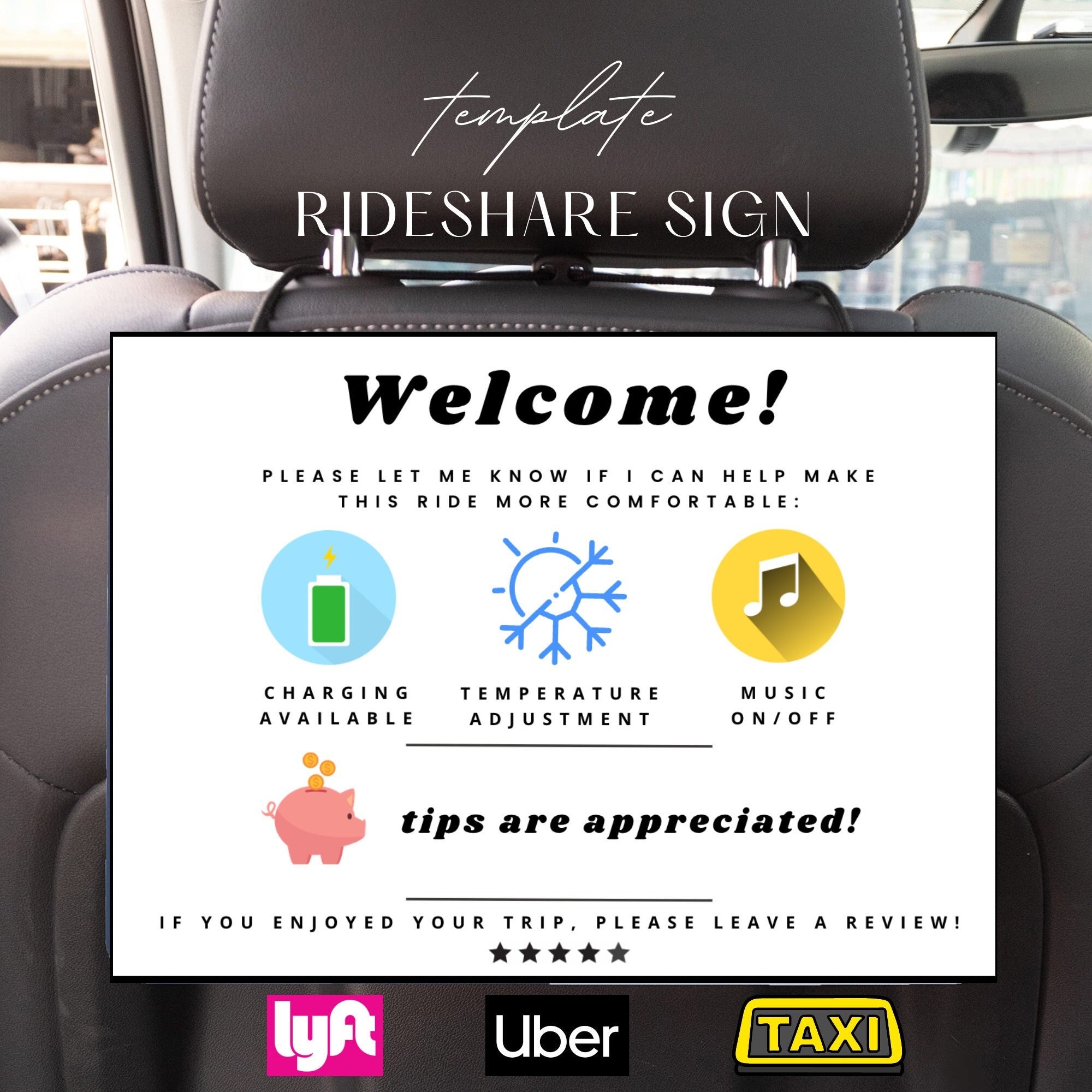 Uber Tip Sign Etsy