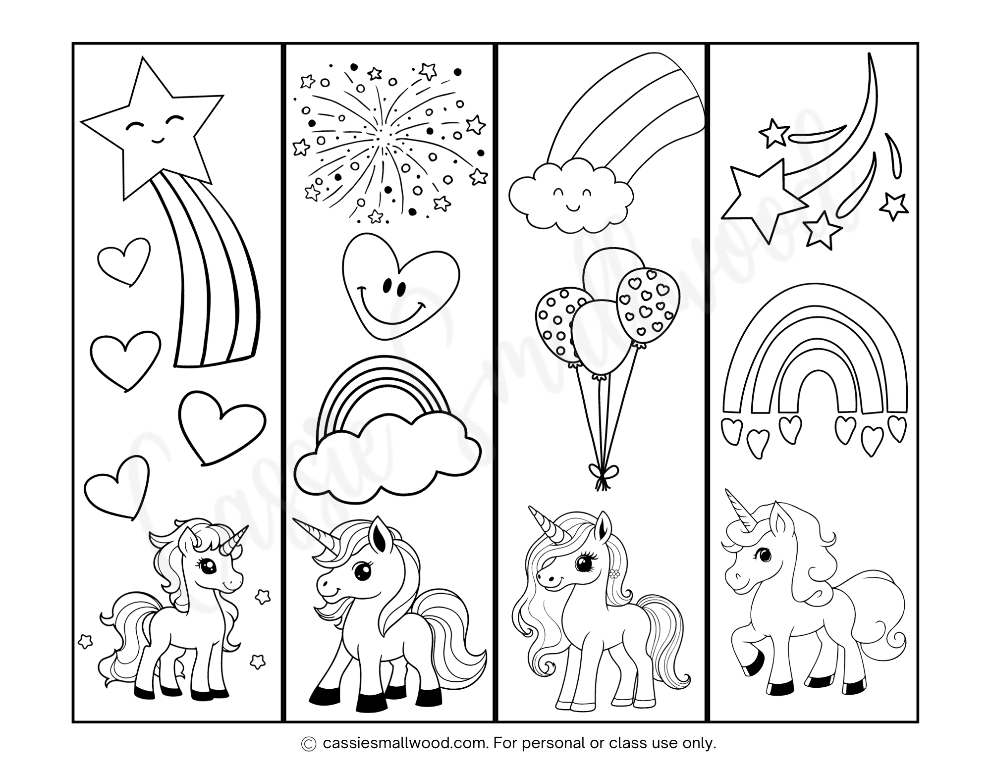 Unicorn Bookmark Coloring Printable