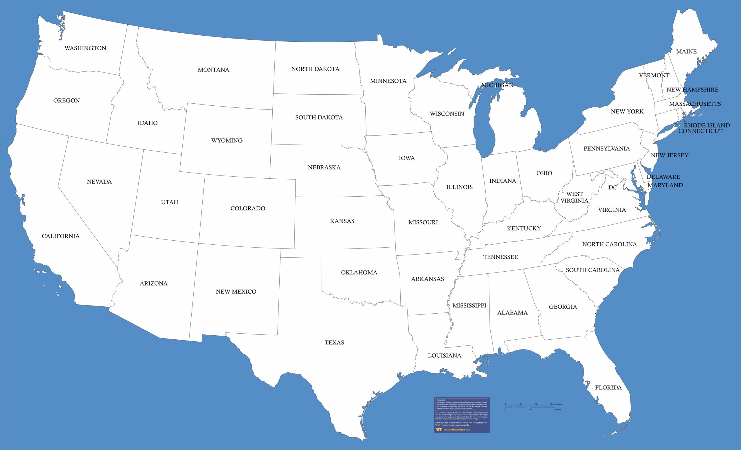 Free Printable Map Of Usa