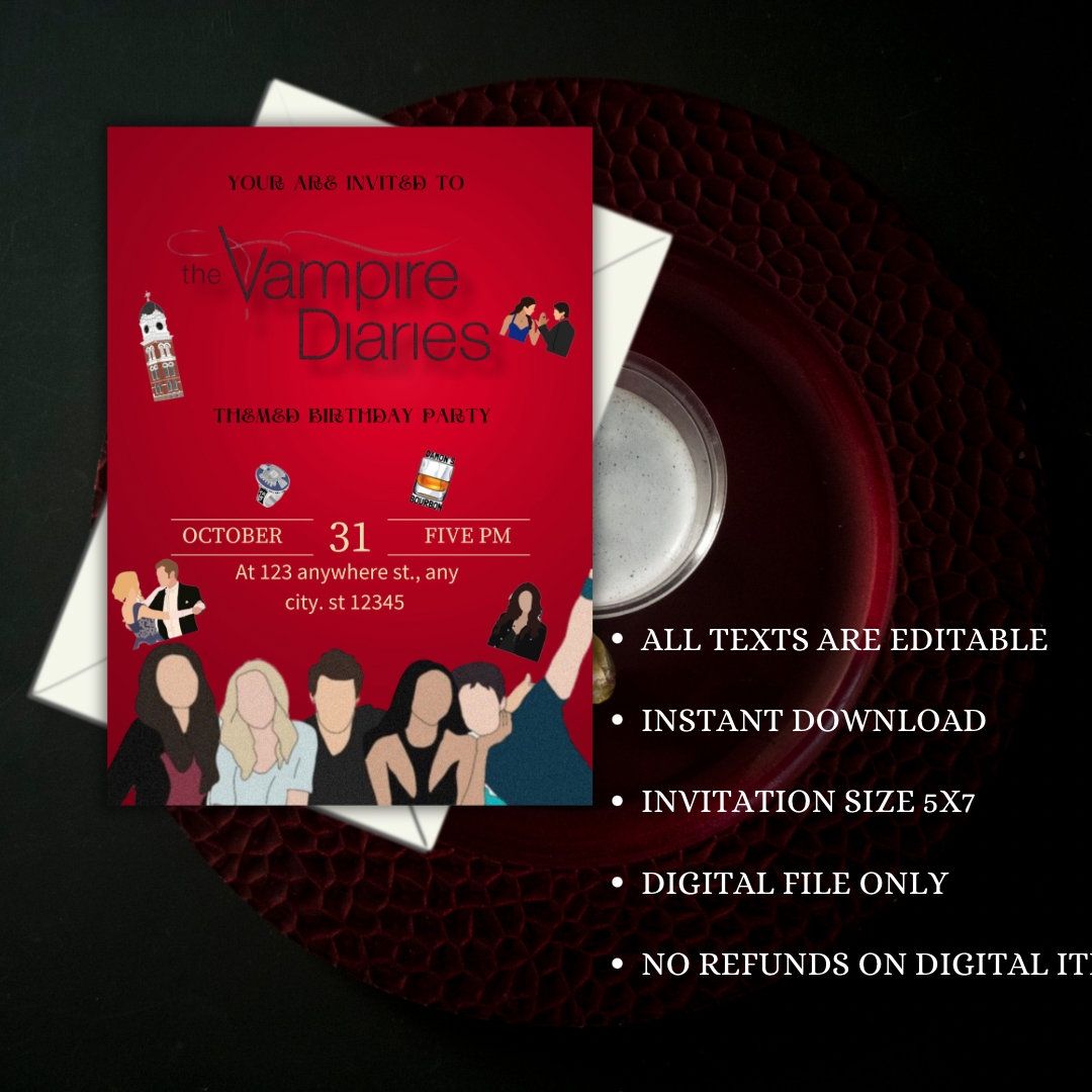Vampire Diaries Invitation Digital Invitation Vampire Party Invitation Printable Invitation Etsy