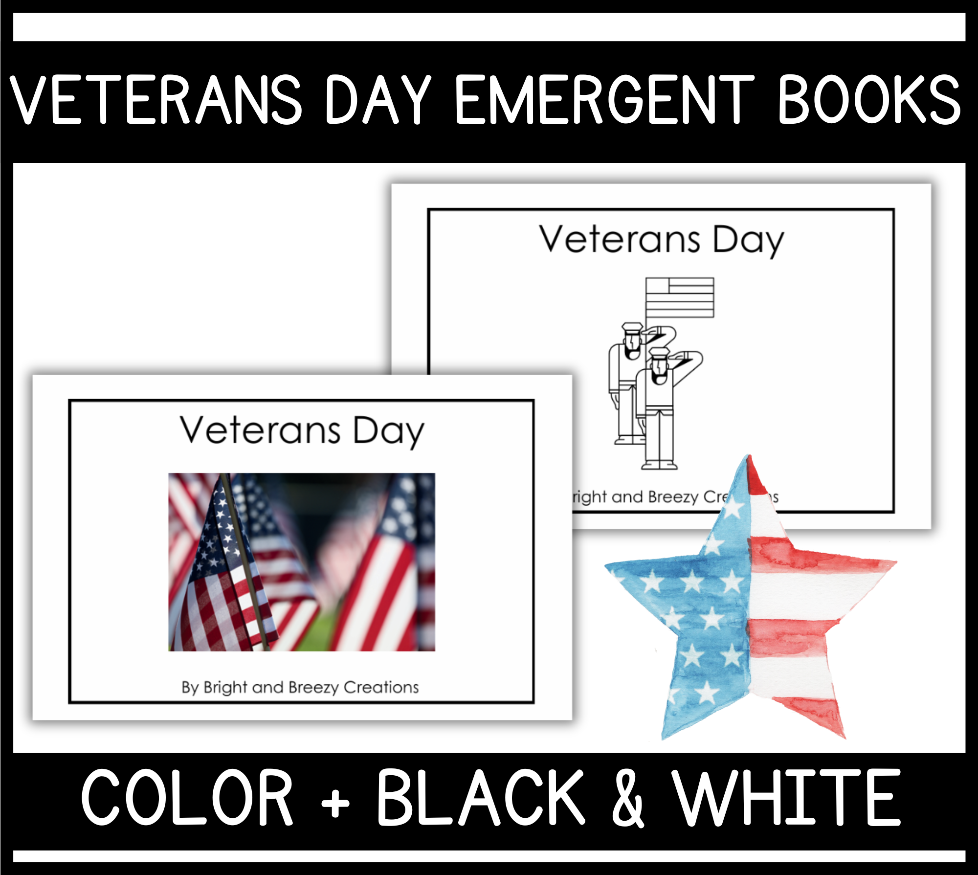 Veterans Day Emergent Reader Decodable Printable Book For PreK K 1st Grade Classful