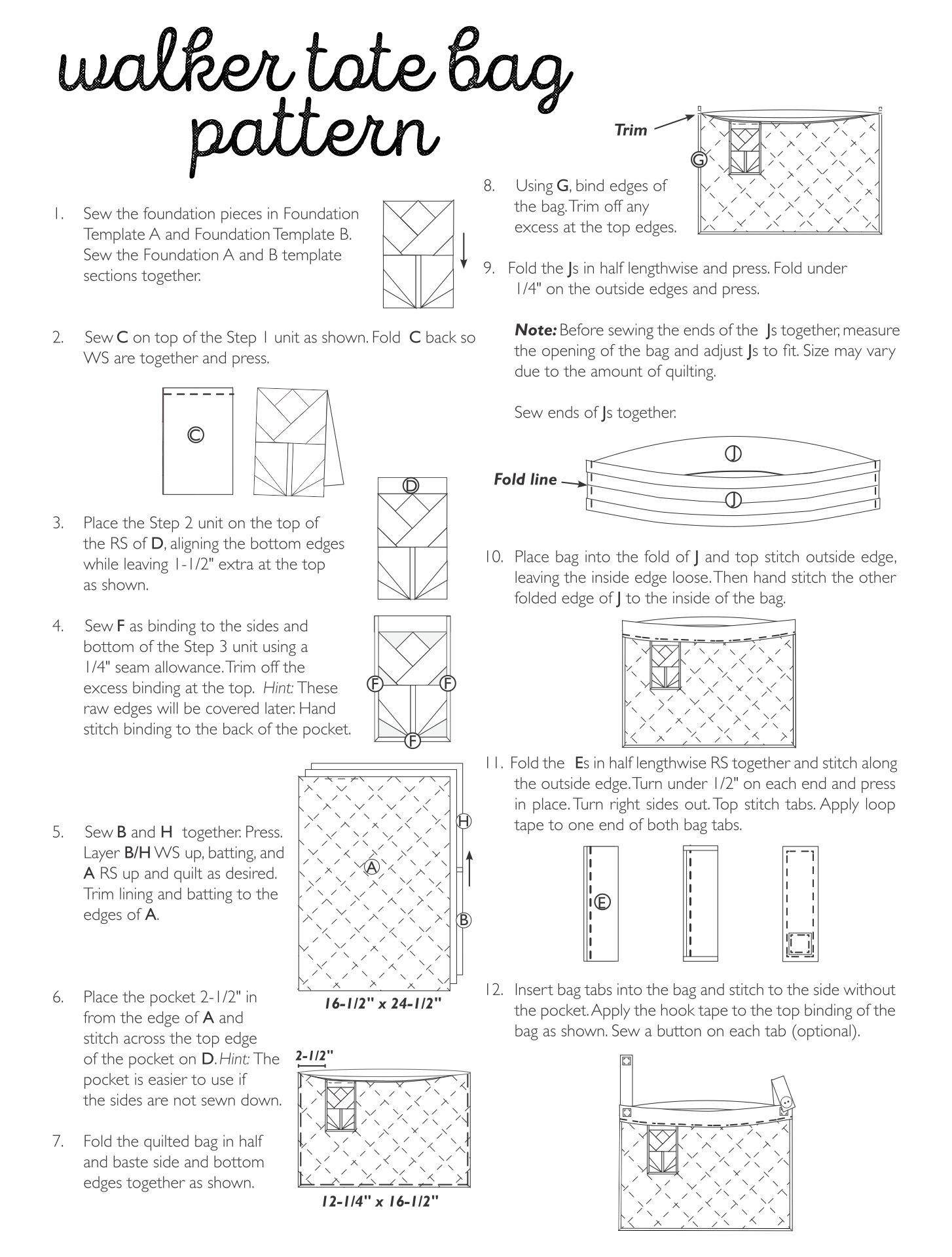 Free Printable Walker Bag Pattern