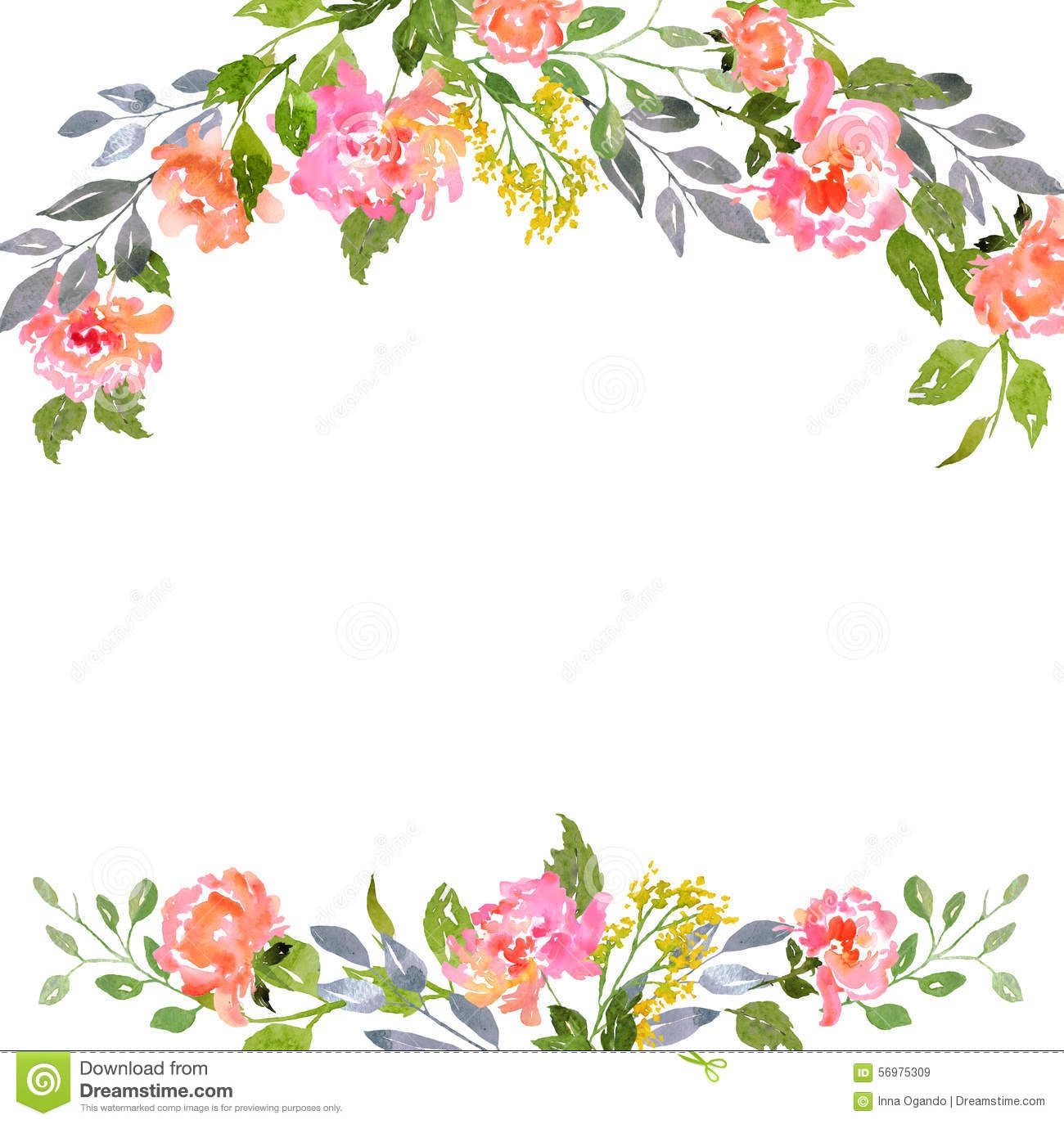 Watercolor Floral Card Template Stock Illustration Illustration Of Beauty Like 56975309