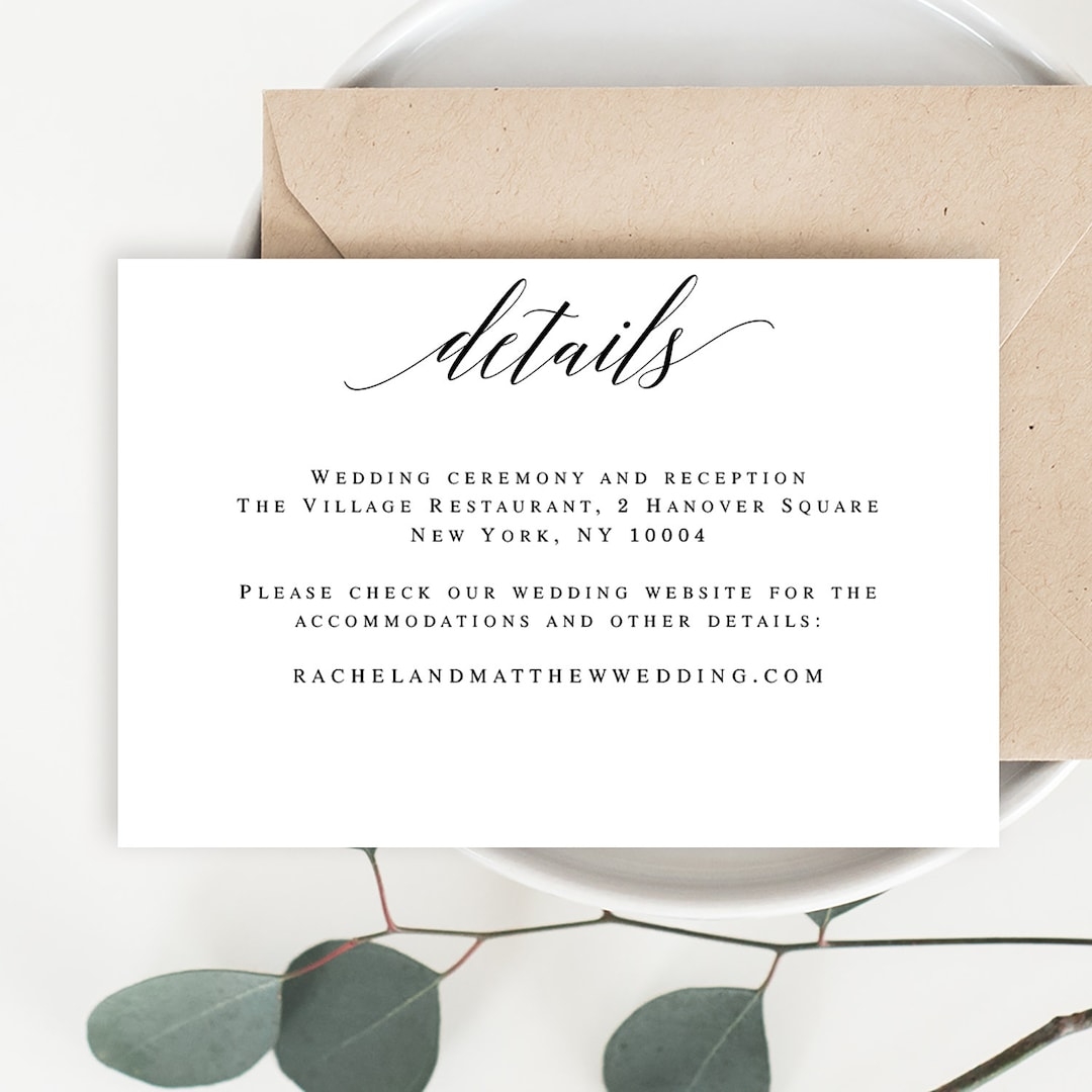 Wedding Details Card Template Wedding Details Card Insert Editable Wedding Enclosure Card Template Wedding Details For The Reception Vm51 Etsy