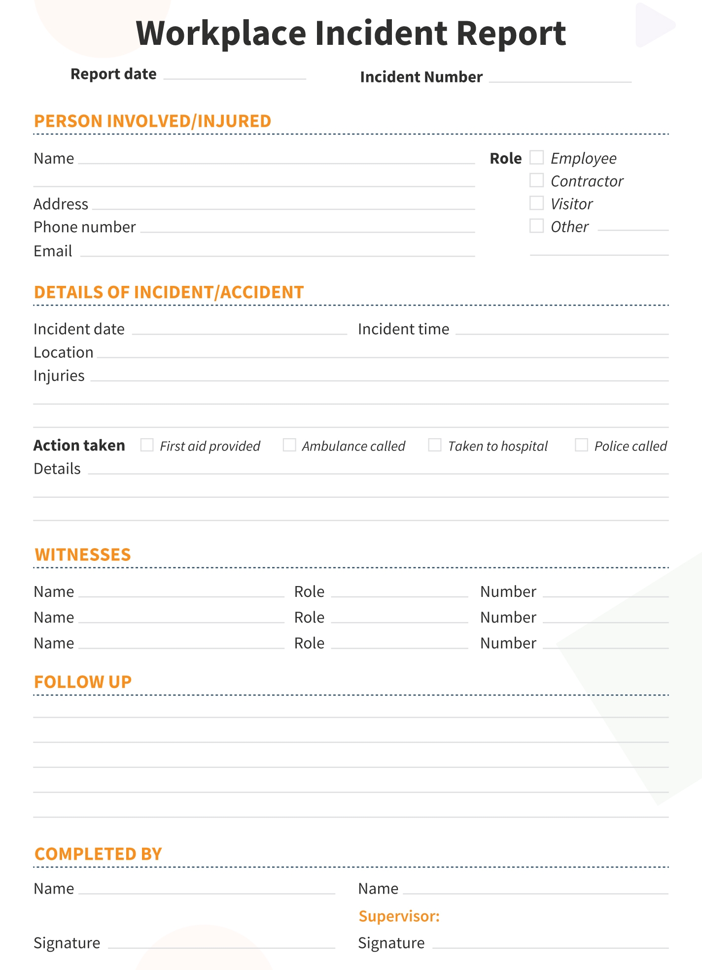 Workplace Incident Report Free Google Docs Template Gdoc io