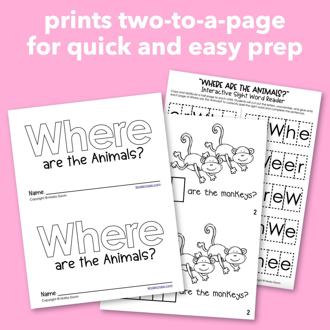 Zoo Theme Emergent Reader Where Are The Animals Sight Word Book Kinder Craze