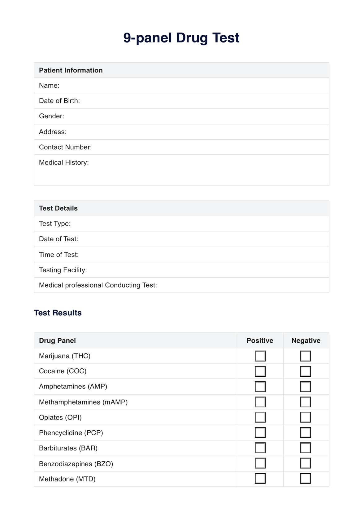 10 Panel Drug Test Report Example Free PDF Download