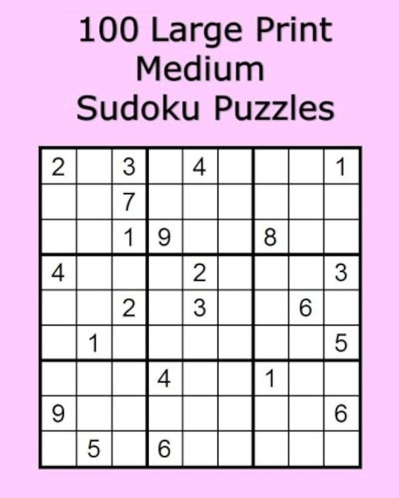 100 Large Print Medium Sudoku Puzzles Worksheets Library