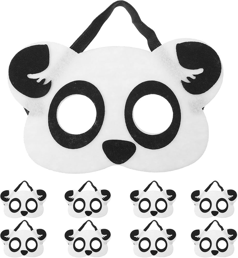 10pcs Panda Mask Party Favors Felt Animal Masks Non Woven Halloween Masquerade Mask Set Cosplay Party Masks Supplies Toys Games Amazon