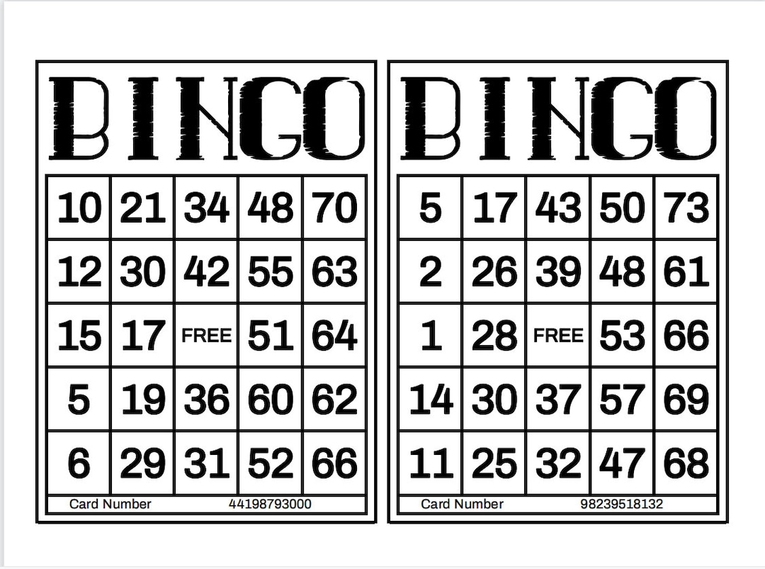 1200 Printable Bingo Cards 2 Per Page Large Activities For Seniors Kids Holidays Parties Games For Adults Zoom Bingo Cards 1 75 Ball Etsy