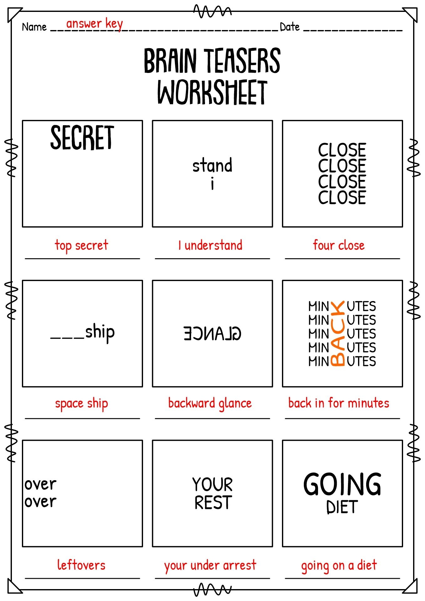 18 Brain Teasers Worksheets