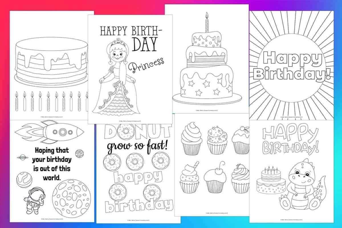20 Free Happy Birthday Coloring Pages For Kids Mrs Merry