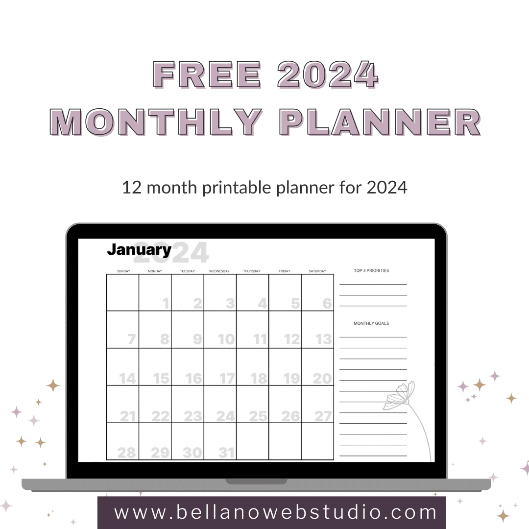 2024 Monthly Planner Free Printable Bellano Web Studio