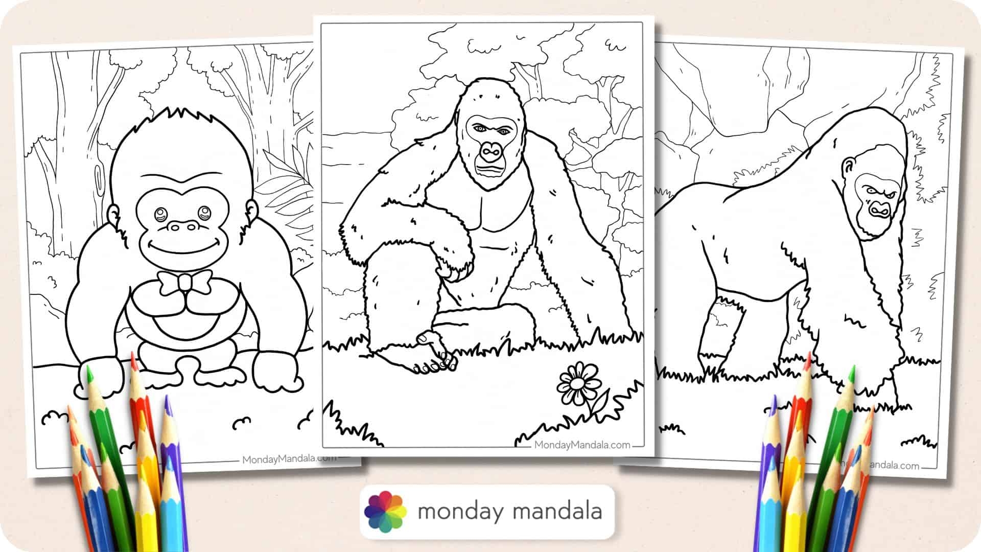 24 Gorilla Coloring Pages Free PDF Printables 