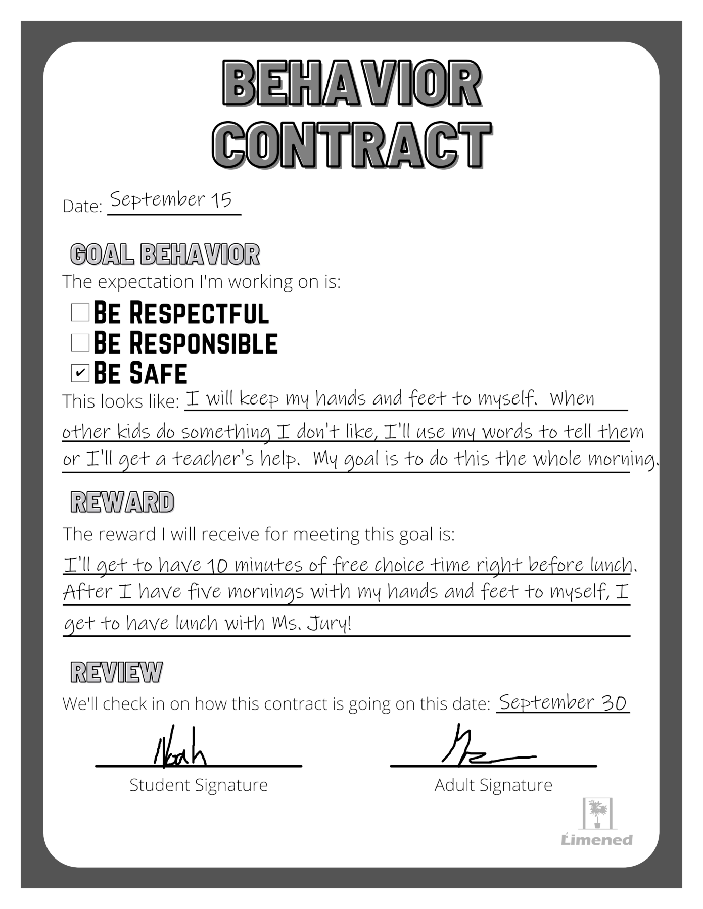 28 Turnkey Behavior Contract Templates To Open The Door To Better Behavior Limened
