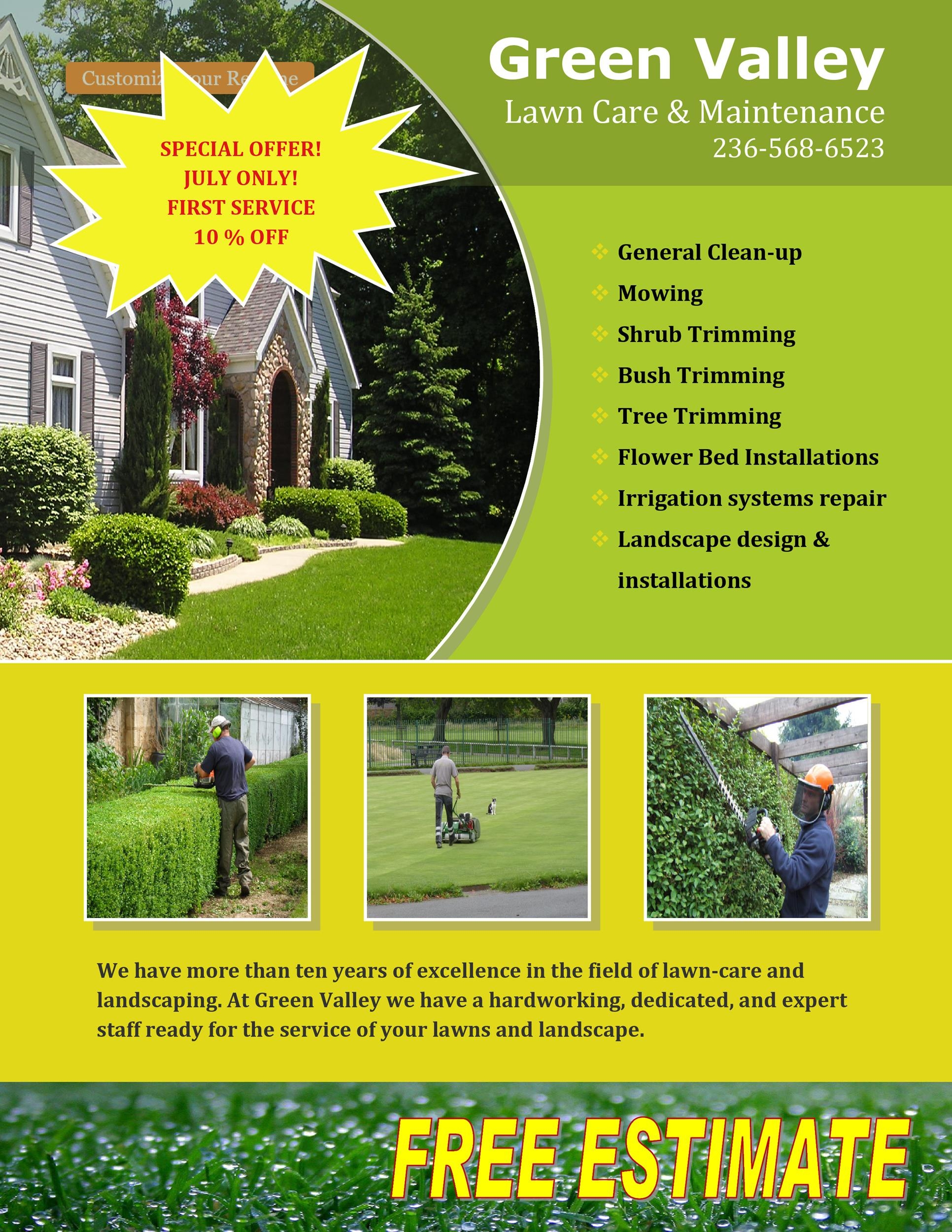 30 Free Lawn Care Flyer Templates Lawn Mower Flyers TemplateLab