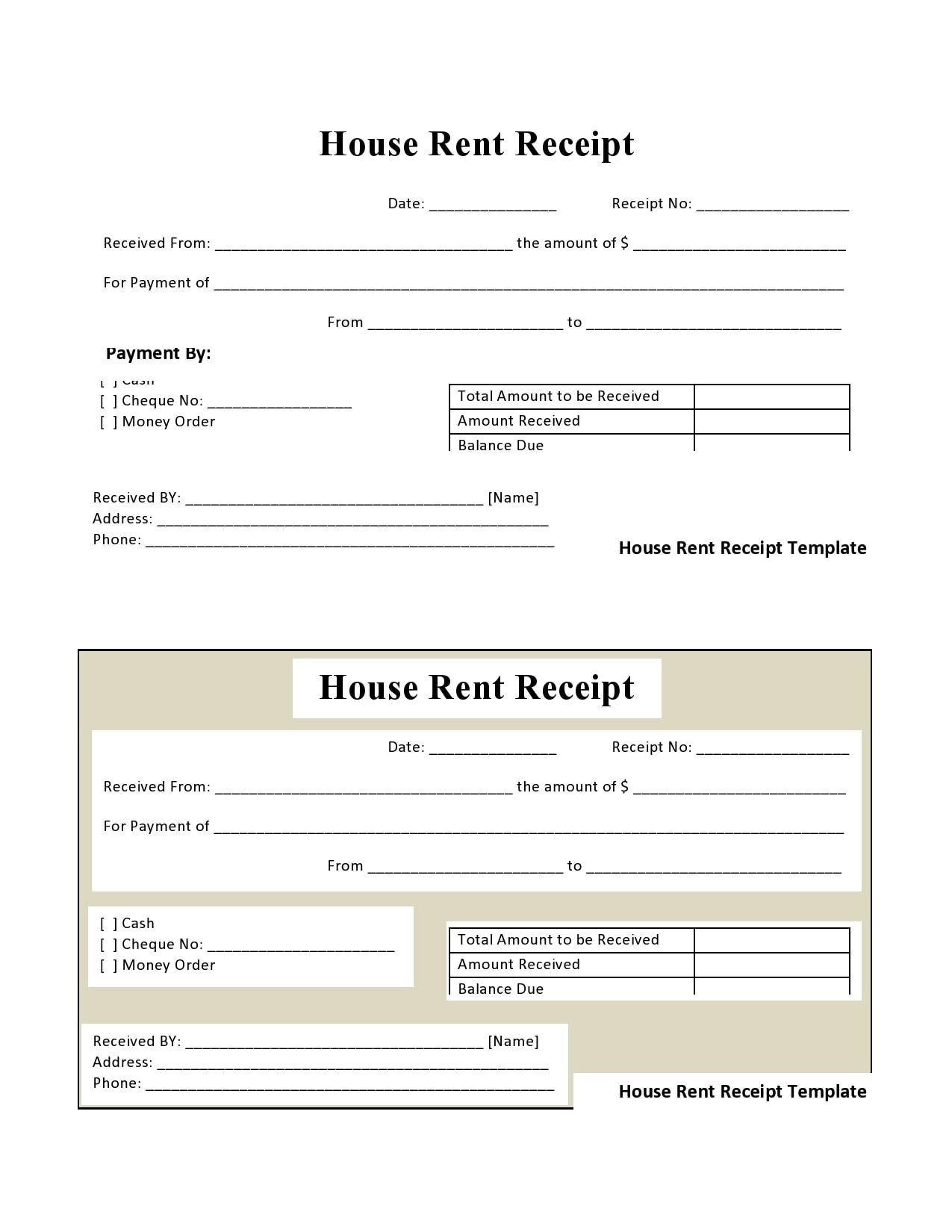 Free Printable Rent Receipt