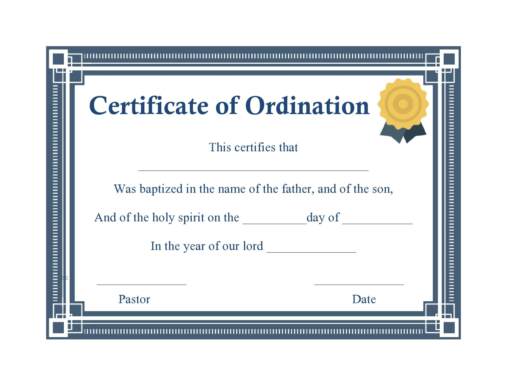 Free Printable Minister License Certificate