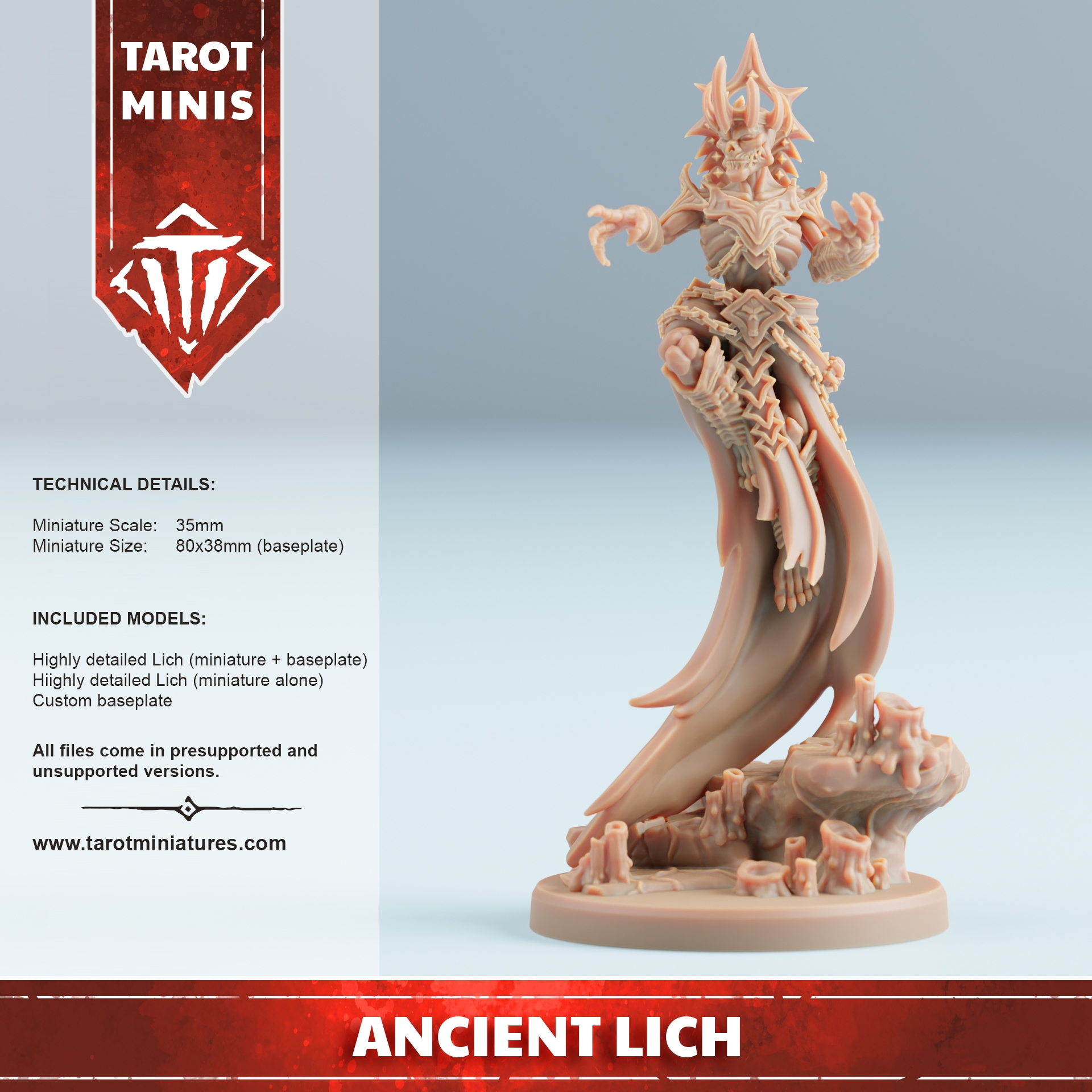 3D Printed ANCIENT LICH FREE By Tarot Miniatures Pinshape