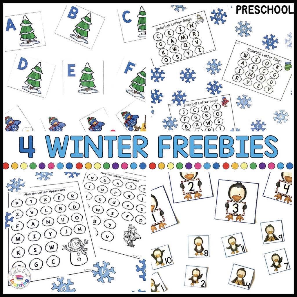 4 FREE Must Have Winter Printables For Preschool Math Literacy 