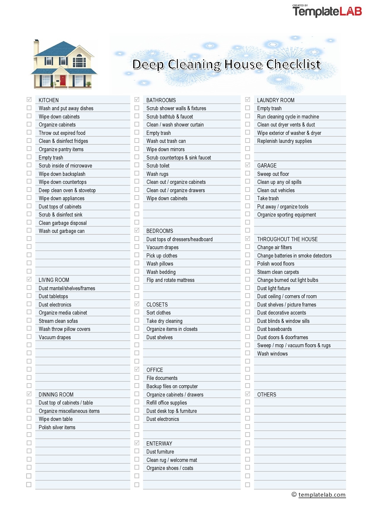 Free Printable House Cleaning Checklist