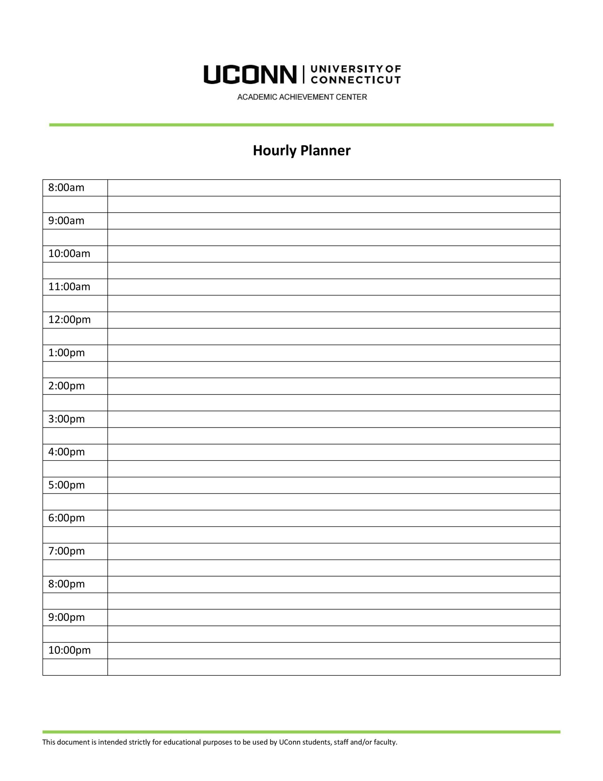 Free Printable Daily Hourly Planner