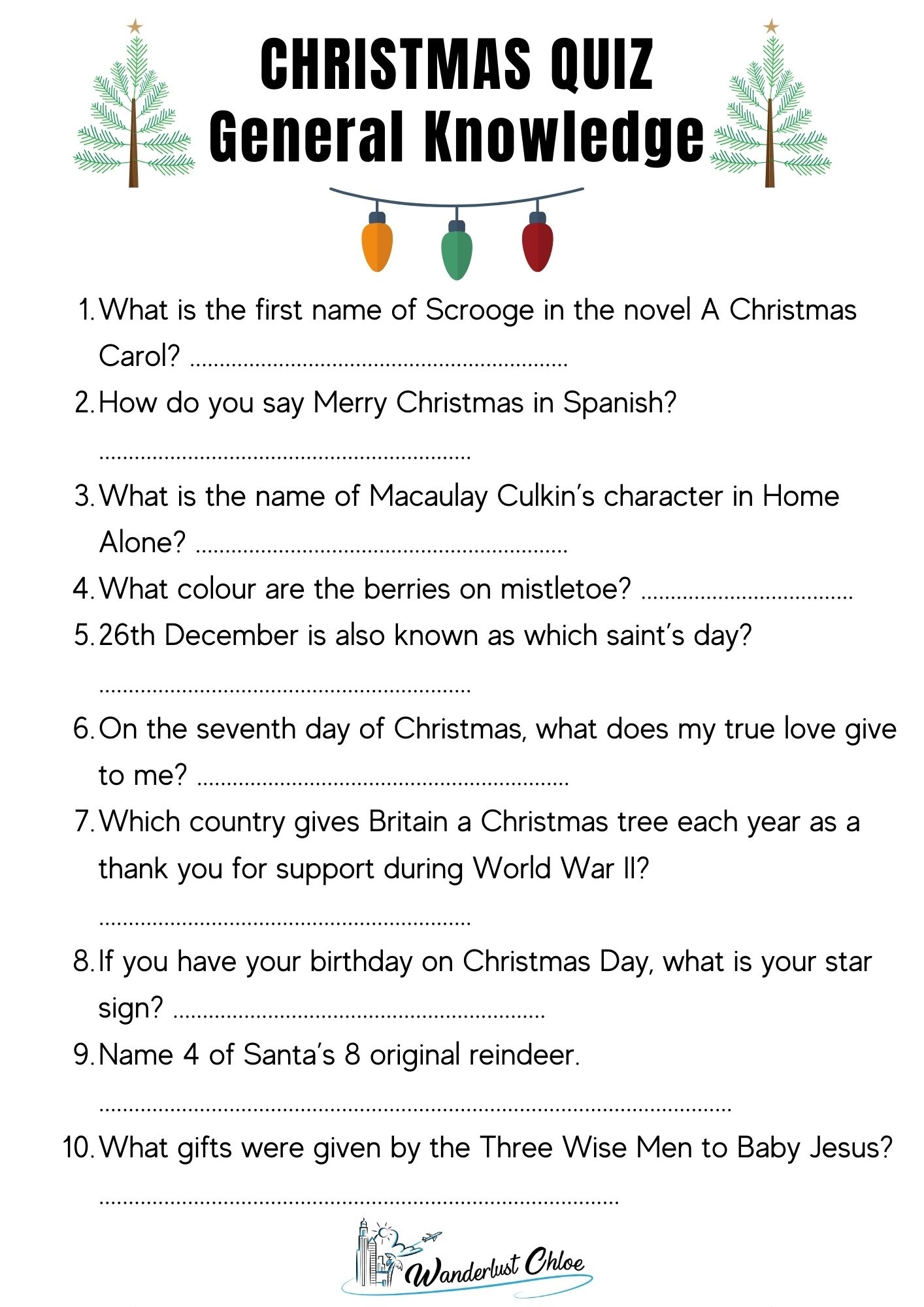 50 Christmas Quiz Questions Printable Picture Rounds 2024