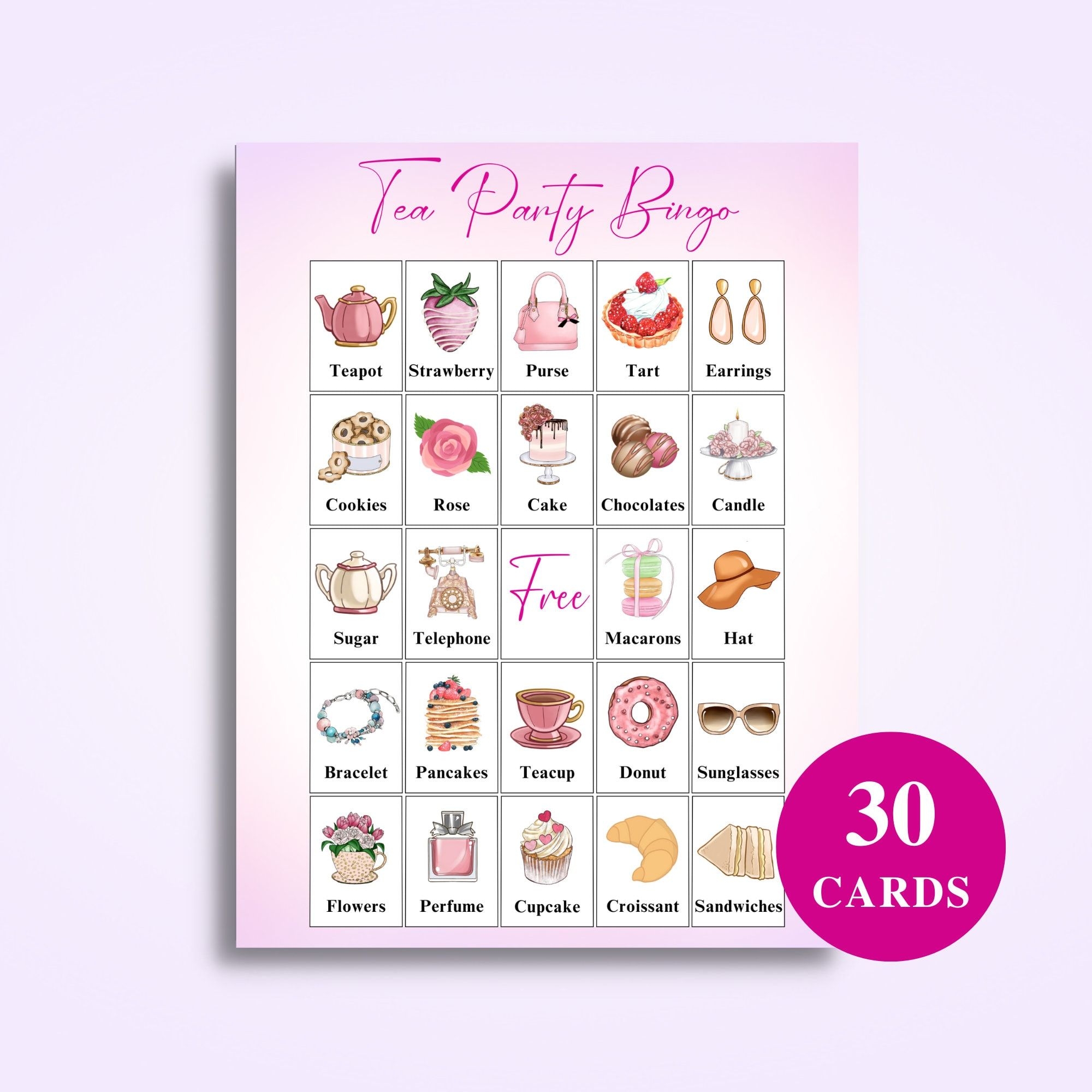 Tea Party Bingo Free Printable