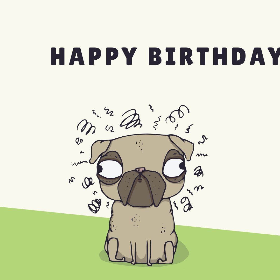 Adorable Pug Birthday Card For Pet themed Celebrations Download Free Template From Pikwizard