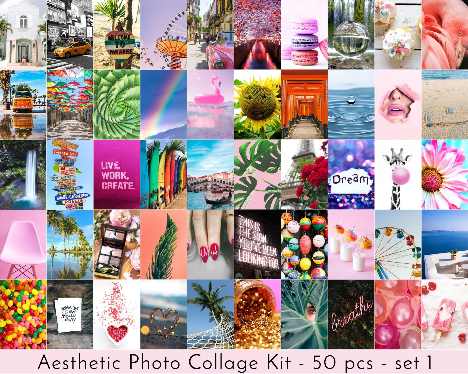 Aesthetic Photo Wall Collage Kit 50 Printable Wall Art