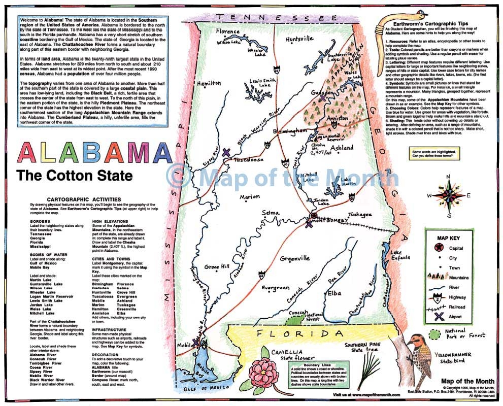 Free Printable Map Of Alabama