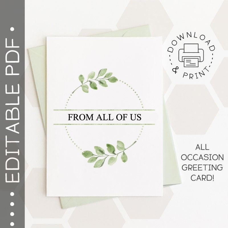 All Occasion Editable Printable Card Instant Download PDF Greeting Card Template Etsy