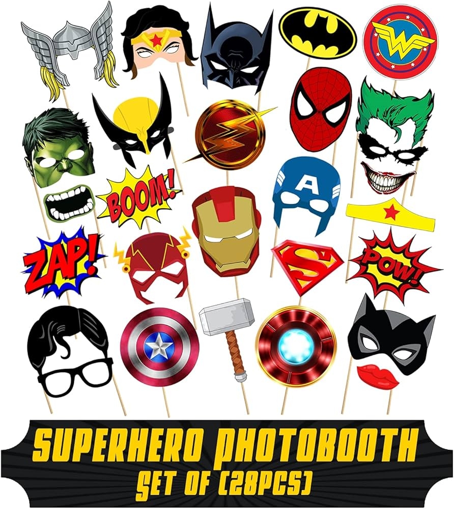 Amazon 28 Pcs Super Heros Photo Booth Props Superhero Photo Booth Props Photo Booth Props Kids Super Heroes By Indian Collectible Home Kitchen