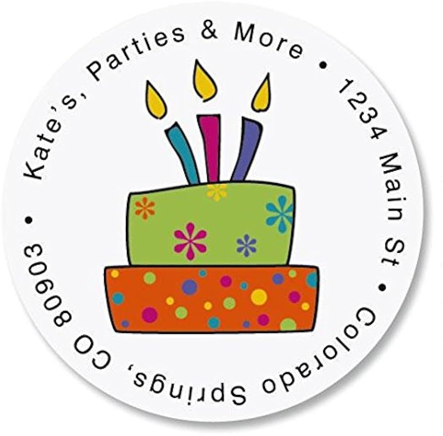 Amazon Birthday Cake Self Adhesive Flat Sheet Round Address Labels Office Products