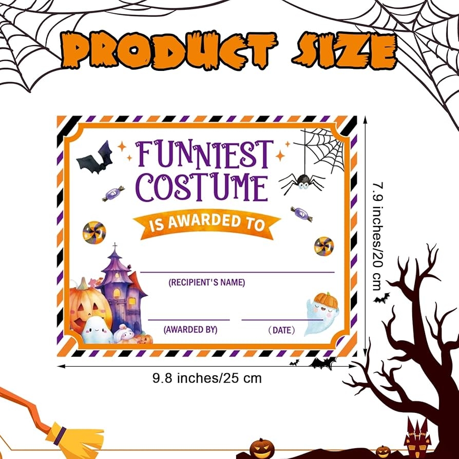 Amazon Cholemy 10 Pcs Halloween Costume Winner Certificate Of Award Costume Colorful Certificates Blank Costume Contest Halloween Award Certificates For Kids Adults Contest Prizes Fall Holiday Parties Office Products