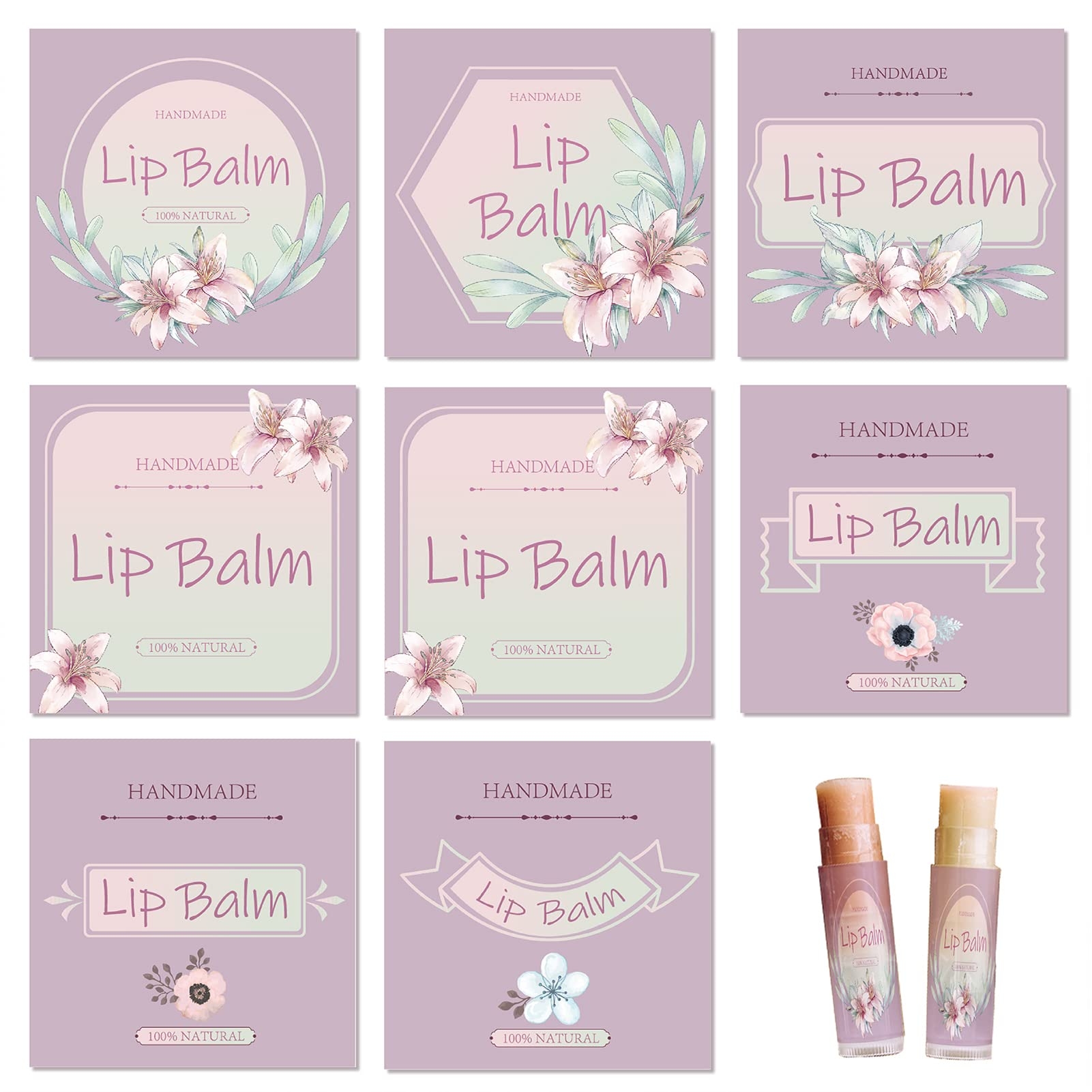 Amazon CRASPIRE Lip Balm Labels 80pcs Homemade Lip Balm Labels 2 Clear Lip Balm Labels For Tubes Printable Waterproof Lip Balm Stickers Labels For Lip Balm Handcream Candle Container Flowers Pink Purple Beauty