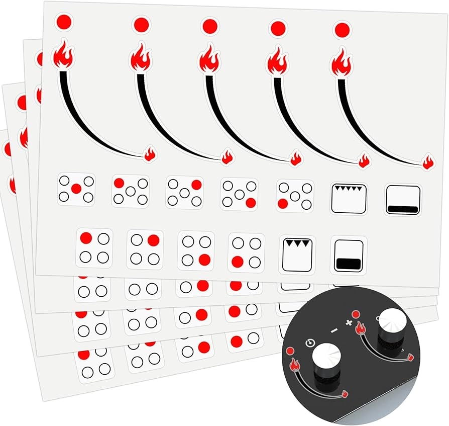 Amazon Flame Indicating Stickers Flame Indicators Ring Stove Labels Oven Replacement Adhesive Knob Symbols For Bumper Cooktop Hob Cooker Top Markings 2 Pack Appliances