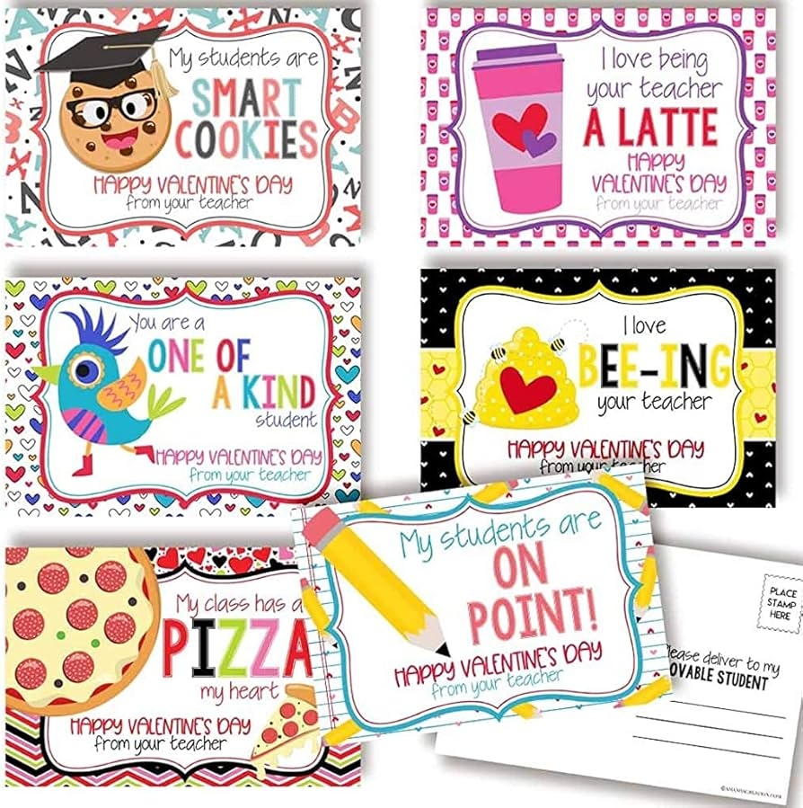 Amazon Happy Valentine s Day Themed Blank Postcards For Teachers To Send To Students 4 x6 Fill In Notecards 6 Different Designs By AmandaCreation 30 Office Products
