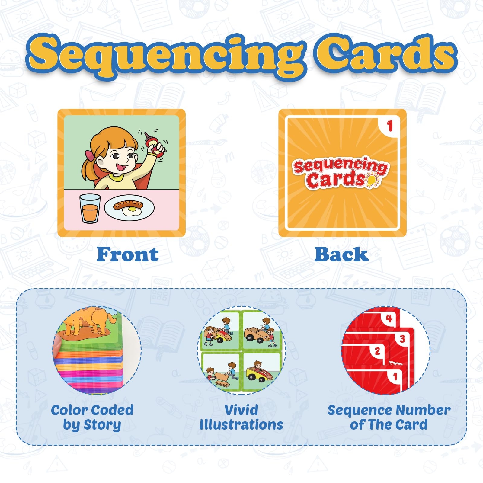 Amazon Kasfalci Sequencing Cards Sequence Game For Kids Speech Therapy Materials For Autism Improve Storytelling Social Skills Sentence Building Preschool Learning Activities For Classroom Homeschool Toys Games