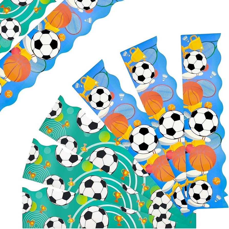 Amazon Lianxuia 70 Pcs Sports Bulletin Board Borders Scalloped Soccer Bulletin Borders Stickers Basketball Classroom Border Trim For School Chalkboards Office Bulletin Boards Decor Office Products