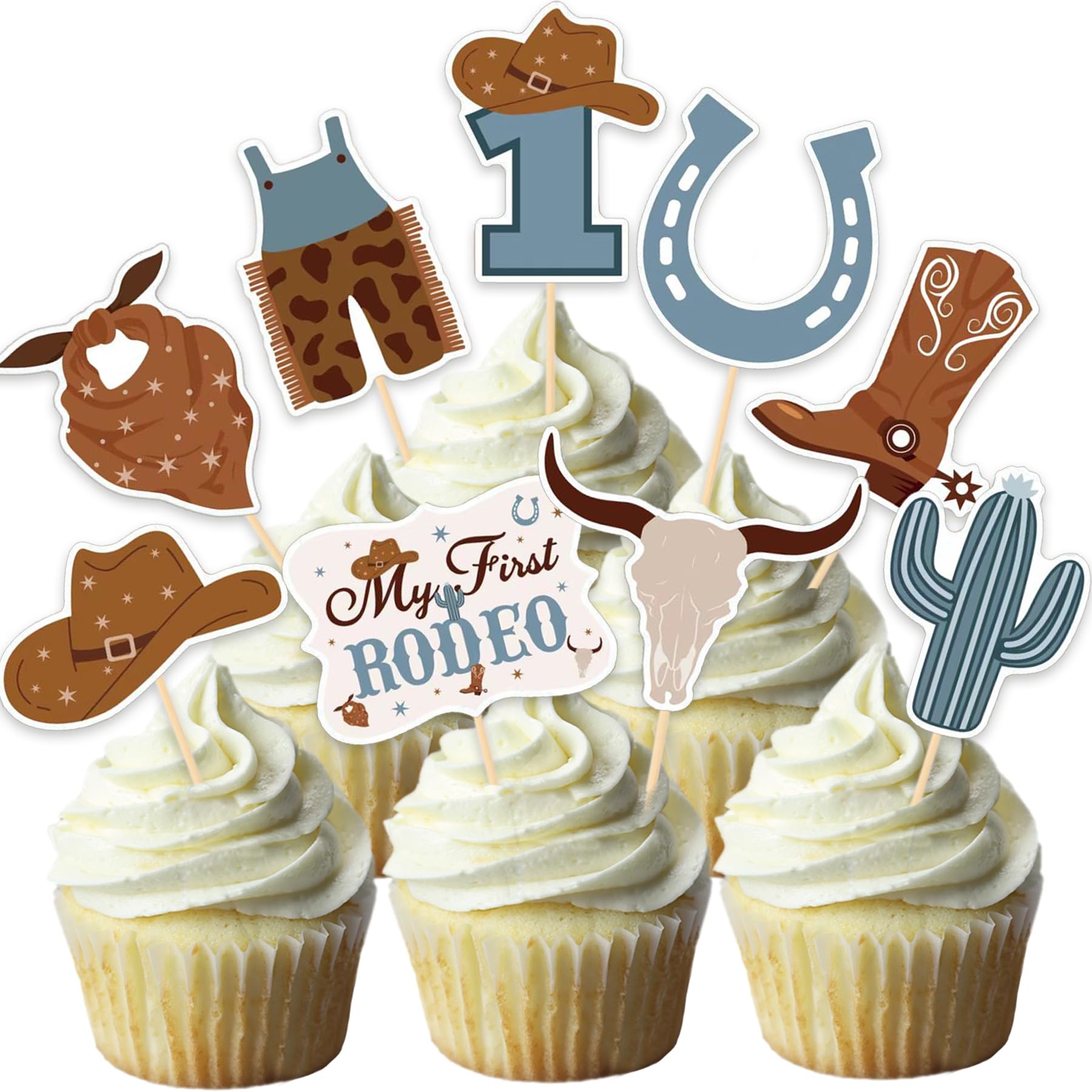 Amazon NANAGALI My First Rodeo Birthday Party Cupcake Toppers NO DIY My First Rodeo Birthday Party Supplies Boy Western Cowboy Party Decorations For Boy Cowboy Baby Shower Wild West Party
