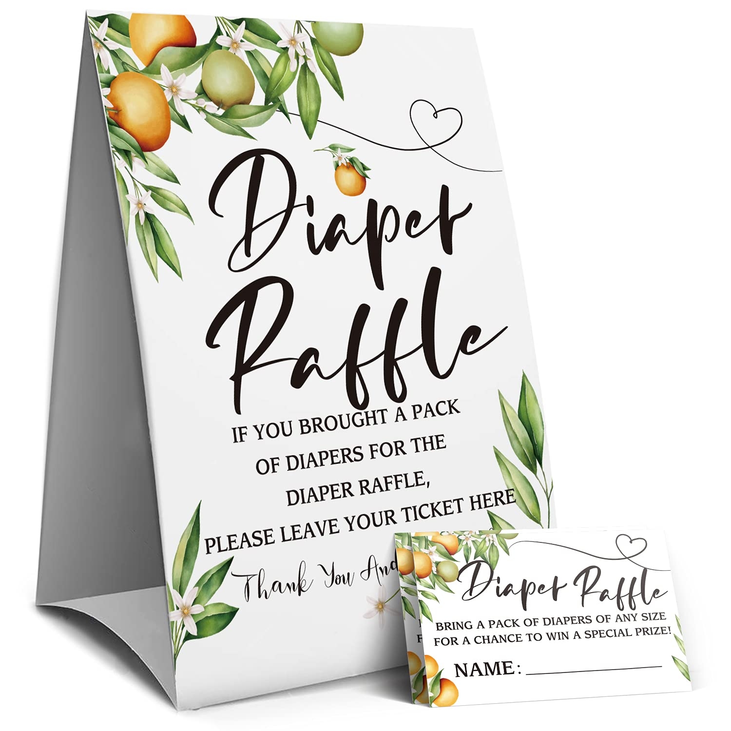 Amazon Orange Diaper Raffle Sign Baby Shower Game Diaper Raffle Kit Baby Shower Invitation Set 1 Sign And 50 Guessing Cards 1A Home Kitchen
